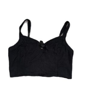 Hollister Black Ribbed Tie Front Crop Size Large